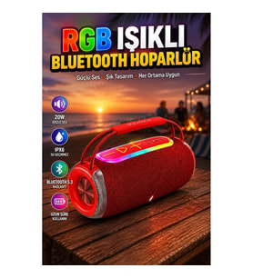 RGB LED Işıklı 20W Bluetooth Hoparlör IPX6 Su Geçirmez Taşınabilir Ses Sistemi