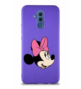Huawei Mate 20 Lite Soft Premier Kapak Minnie Mouse-A Tasarımlı Silikon Kılıf - Mor (Şeffaf)