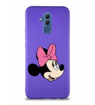 Huawei Mate 20 Lite Soft Premier Kapak Minnie Mouse-A Tasarımlı Silikon Kılıf - Mor (Şeffaf)