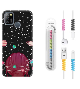 INFINIX Smart 4 5 6 Zero 8 S5 Pro Kılıf Kablo Koruma Spiral Silikon Space Woman 1311