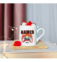 Gamer Oyuncu Tasarımlı Ahşap Tabaklı Kişiye Özel Türk Kahvesi Fincanı