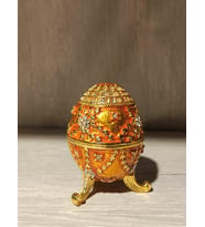 Swarovski Taşlı Yumurta Mücevherlik / Dekoratif Biblo (Beyaz)