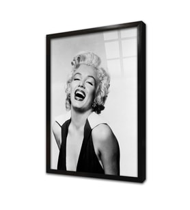 Marliyn Monroe Gülerken Çekilmiş Çerçeveli Cam Tablo