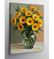 Kanvas Tablo Güneş Çiçeği Vazosu, 50 x 70