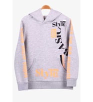 Breeze Erkek Çocuk Sweatshirt Baskılı Kapüşonlu 9-14 Yaş, Gri Melanj
