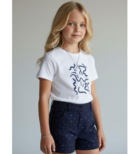 Kız Çocuk Soyut Baskılı Basic T-shirt