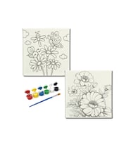 Okul Etkinliği-2'li Tuval Boyama Seti. 20x20 Cm Uv Baskı 6 Akrilik Boya 1 Fırça-model-273