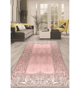 Dijital Kaymaz Taban Yıkanabilir Modern Renkli Salon Halısı Mutfak Halısı Yolluk ND-HT-349 (Pembe)