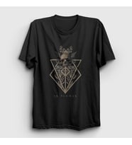Presmono Unisex Siyah Skull In Flames T-Shirt 84858tt