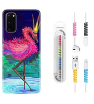 Samsung A02S A03S A10 A12 A13 A21S A22 Kılıf Kablo Koruma Spiral Silikon Queen Flamingo 1748