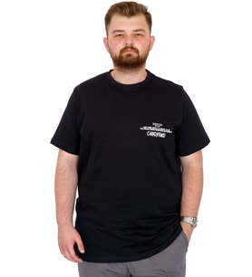 Mode XL Büyük Beden Erkek T-Shirt Bisiklet Yaka Compaes U25021 Lacivert