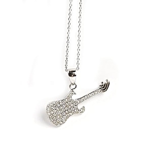 Zirkon Taşlı Gümüş Gitar Kolye