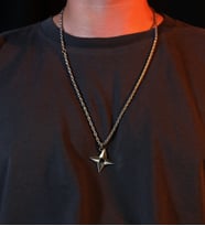 Shuriken Ninja Yıldızı Model Top Zincir Gümüş Tasarım Kolye
