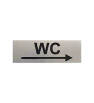 Wc Tuvalet Tabelası Sağ Ok Işaret Kapı Ve Duvar Yönlendirme Levhası 15 Cm X 5 Cm Rezopal Gümüş