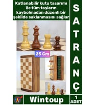 #Satranç Lüks Hediye Özel Vernikli Mıknatıs Taşlı Ahşap Katlanabilir Kutulu Şık Satranç Oyunu 25 Cm