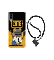 Samsung Galaxy A70 Kılıf Silikon Desen Boyun Askılı Cat G 1677
