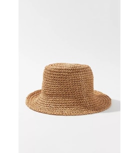 Kadın Hasır Bucket Şapka Naturel Ayarlanabilir Kova Plaj Şapkası Camel