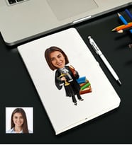 Kişiye Özel Avukat Tasarımlı Karikatürlü Beyaz Defter Kalem Seti 100