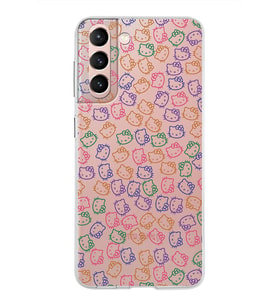 Samsung Galaxy S21 Kapak Hello Kitty Tasarımlı Şeffaf Silikon Kılıf