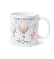Hava Balonu Temalı Baskılı Kupa Bardak Porselen Hediye Mug