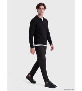 LCW Vision Siyah Regular Fit Gabardin Erkek Pantolon