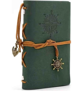 Pusula Temalı Deri Defter – Bağcıklı Nostaljik Retro Vintage Tasarım, Spiralli Denizci Konseptli Eskitme Sayfalı Çizgisiz Günlük Anı Hatıra Ajanda  Premium Hediyelik Seri