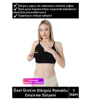 Özel Üretim Pamuklu Toparlayıcı Rahat Dayanıklı Tam Kalıp Dikişsiz Balensiz Klipsli Emzirme Sütyeni (Siyah)