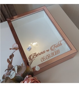 25X35 ROSEGOLD LEDLİ DERİN ANI ÇERÇEVESİ- NİŞAN SÖZ GÜLLERİNİZ İÇİN ÇERÇEVELER