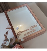 25X35 ROSEGOLD LEDLİ DERİN ANI ÇERÇEVESİ- NİŞAN SÖZ GÜLLERİNİZ İÇİN ÇERÇEVELER