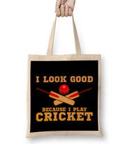 I Look Good Because I Play Cricket Funny Cricketer Bez Çanta Uzun Saplı