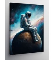 Kanvas Tablo Gezegende Oturan Astronot