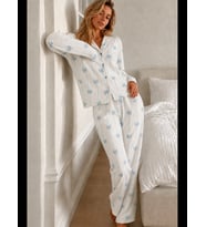 Night Kadın Desenli Düğmeli Uzun Kollu Pijama Takımı