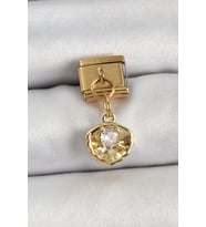 Mey İthalat® 316L Çelik Sallantılı Zirkon Taşlı İstiridye Model Renk Nomination Charm