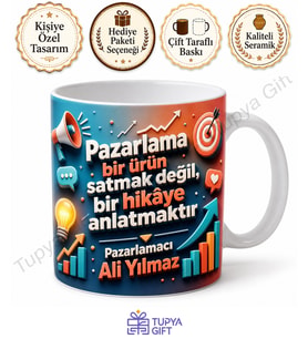 Pazarlamacıya Hediye İsme Özel Baskılı Kupa Bardak Pazarlama Hediyesi