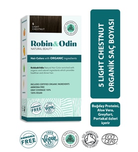 Organik Amonyaksız Silikonsuz Parabensiz Meyve Ekstresi İçeren Vegan Saç Boyası 5 Light Chestnut / Açık Kestane