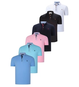 ALTILI SET T8582 DEWBERRY ERKEK T-SHIRT-SİYAH-BEYAZ-LACİVERT-PEMBE-CAMGÖBEĞİ-AÇIK MAVİ (Karışık)