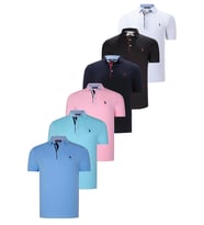 ALTILI SET T8582 DEWBERRY ERKEK T-SHIRT-SİYAH-BEYAZ-LACİVERT-PEMBE-CAMGÖBEĞİ-AÇIK MAVİ (Karışık)