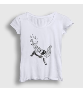 Presmono Kadın Beyaz Icarus Melek Falling Angel T-Shirt 509588tt (Beyaz)