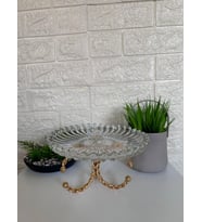 Lüks Gold Ayaklı Cam Kesme Şekerlik Sunumluk İkramlık