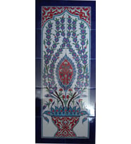 Armada Çini 40x100 Cm ED 706 Mavi Göbekli El dekoru Çini Pano