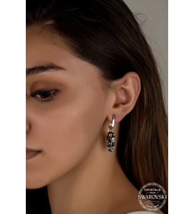 Swarovski Crystal Kadın Salkım 10x7 mm Gümüş Küpe