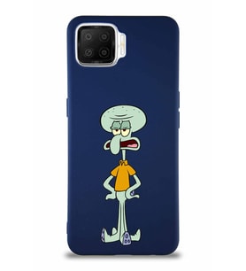 Oppo A73 Soft Premier Kapak Squidward Dokunaç Tasarımlı Silikon Kılıf - Lacivert (Şeffaf)