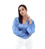 Beli Drapeli Balon Kol Bluz - Mavi