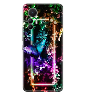 Xiaomi 12 Lite Kılıf Silikon Desen Özel Seri Butterfly Neon 1684