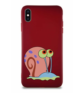 Apple iPhone XS Max Soft Premier Kapak Salyangoz Gary Tasarımlı Silikon Kılıf - Mürdüm (Şeffaf)