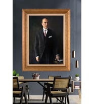 Altın Varaklı Çerçeveli Paspartulu Atatürk Tablo nh476 (Gold)