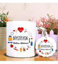 Diyetisyenlere Özel  Kupa Bardak ve Anahtarlık Hediye Seti (Model 1)