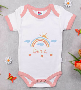BK Kids Kişiye Özel Pembe Bebek Body Zıbın - Model 169
