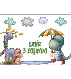 Dinozorlar Temalı Doğum Günü Afişi 35X50 cm
