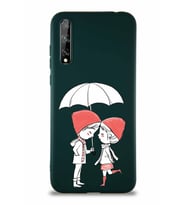 Huawei Y8P Soft Premier Kapak Aşk Tasarımlı Silikon Kılıf - Yeşil (Şeffaf)
